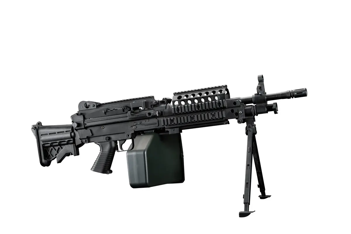 A&K M249 Saw Mk46 Steel Body Aeg Lmg W/ Reinforced Gearbox (Black / Tan) 1