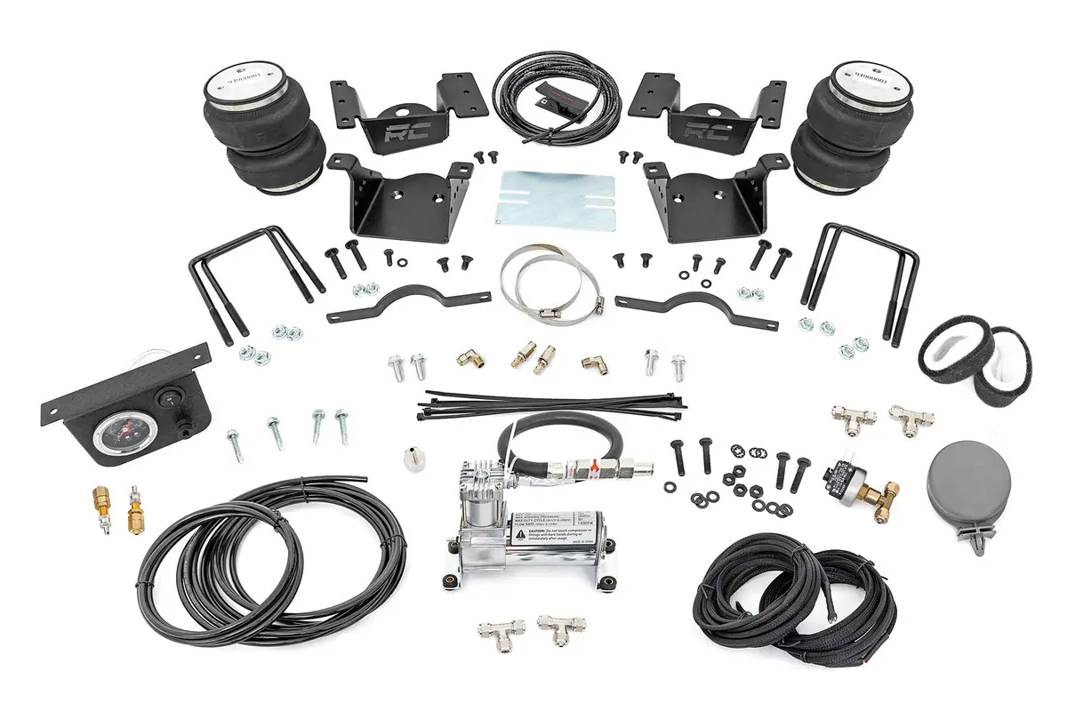 Air Spring Kit W/Compressor | 0-7.5" Lift | Chevrolet Silverado/Gmc Sierra 2500Hd/3500Hd | 2011-2019 | Rough Country | 10007C 1