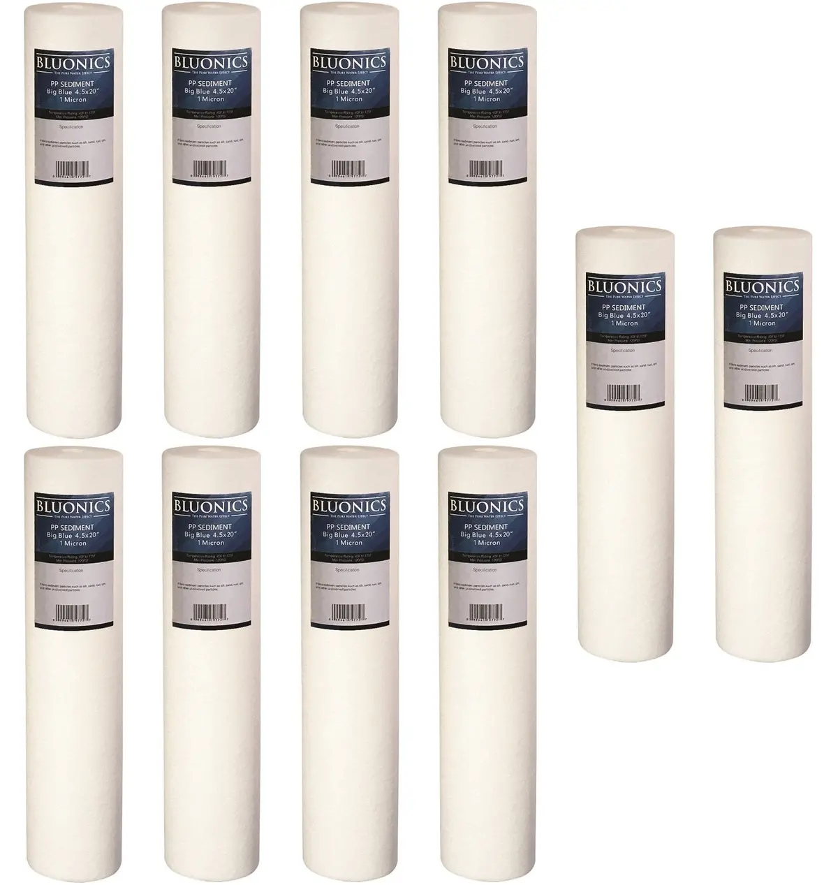 10  Bluonics Sediment Replacement Water Filters (1 Micron) 4.5" X 20 Cartridges 1