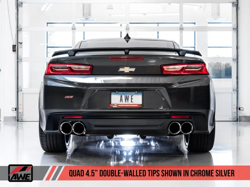 Awe Tuning 16-19 Chevrolet Camaro Ss Axle-Back Exhaust - Track Edition (Quad Chrome Silver Tips) 1