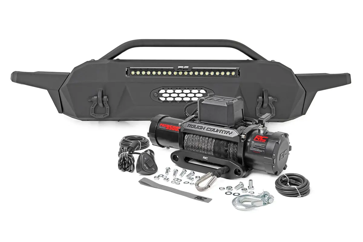 Front Bumper | High Clearance | 20" Drl + Pro9500s Winch | Toyota Tacoma 4Wd | 2016-2022 | Rough Country | 10728 1