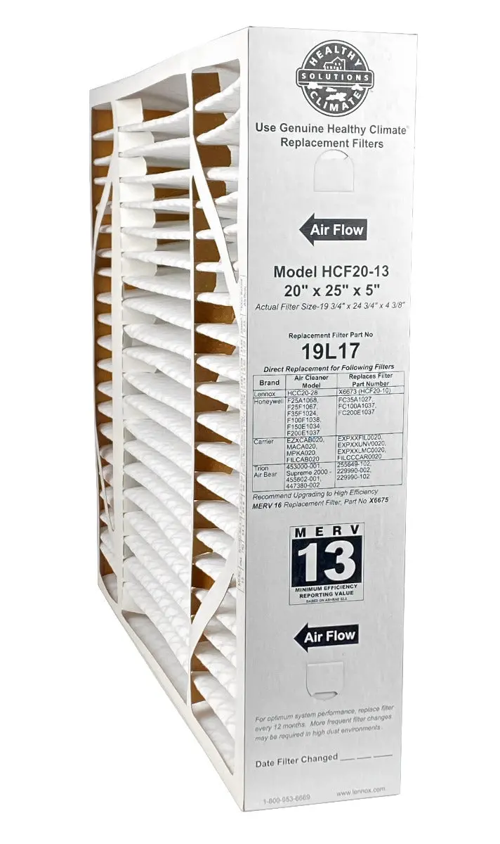 Lennox 19L17 - 20" X 25" X 5" Healthy Climate Hcf20-13 Air Filter, Merv 13 1