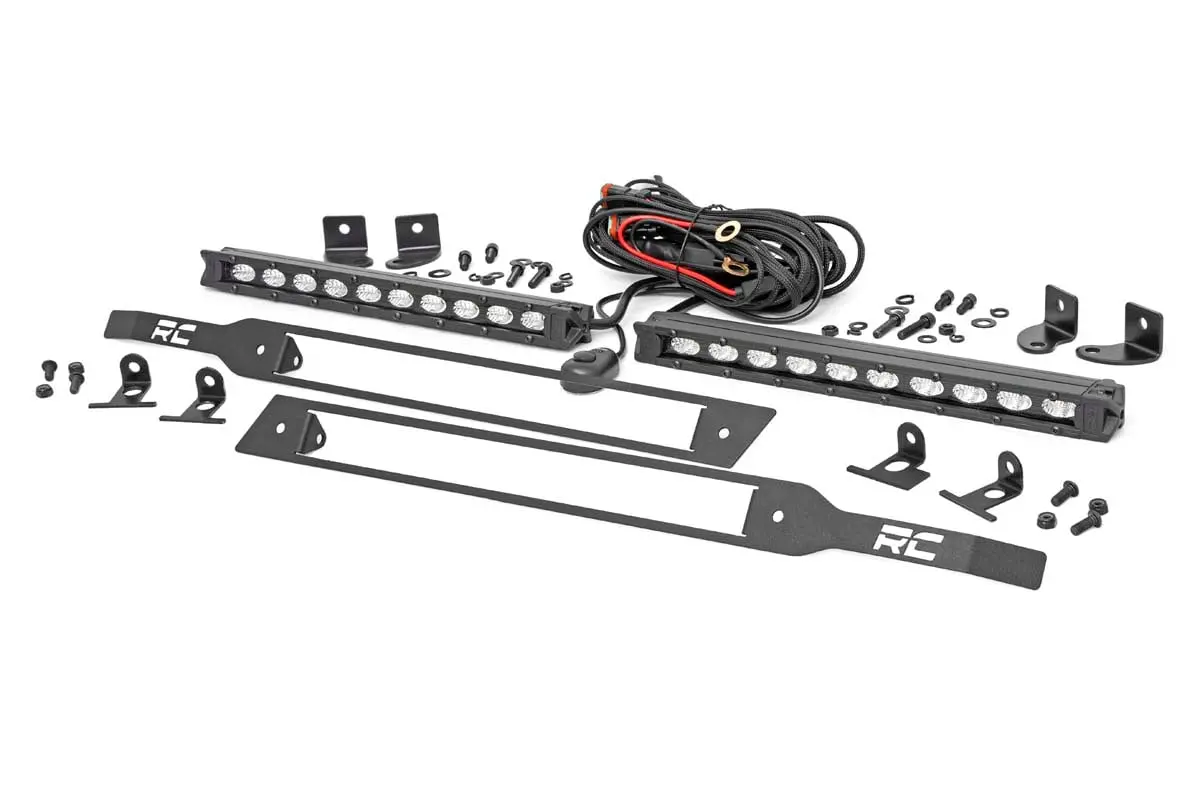 Led Light | Grille Mount | 10" Black Slimline Pair | Chevy Silverado 1500 | 2019-2022 | Rough Country | 70817 1