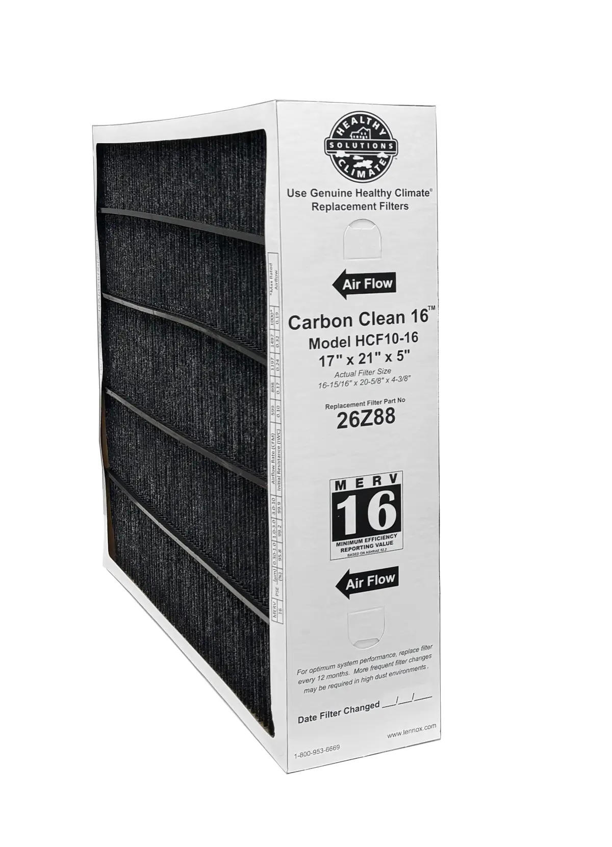 Lennox 26Z88 - 17" X 21" X 5" Health Climate Carbon Clean Hcf10-16 Air Filter, Merv 16 1