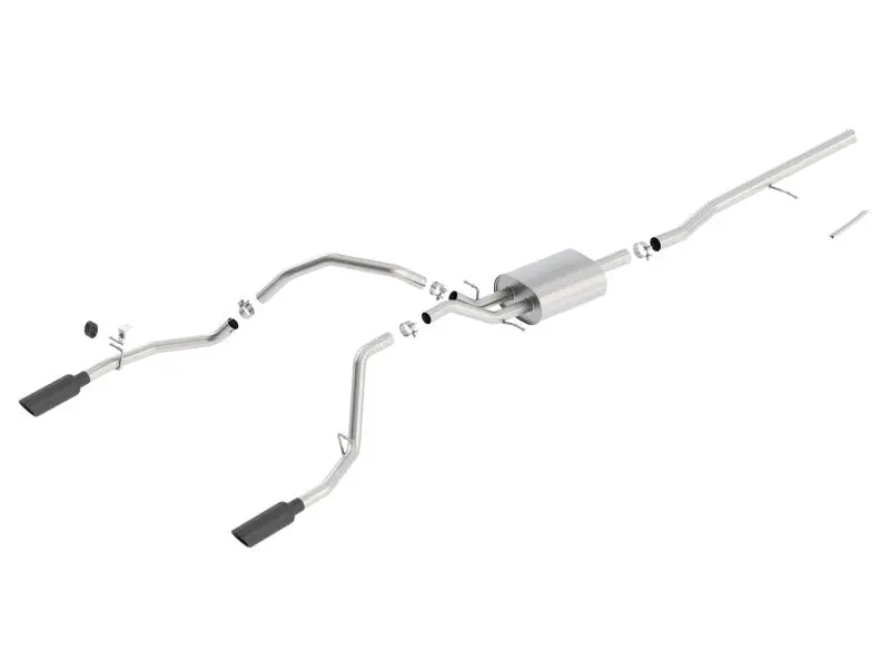 Borla 14 Sierra 1500 C/B S-Type Exh/2.75In Into Dual 2.25In Out 4In Split Rear Exit-Black Chrome 1