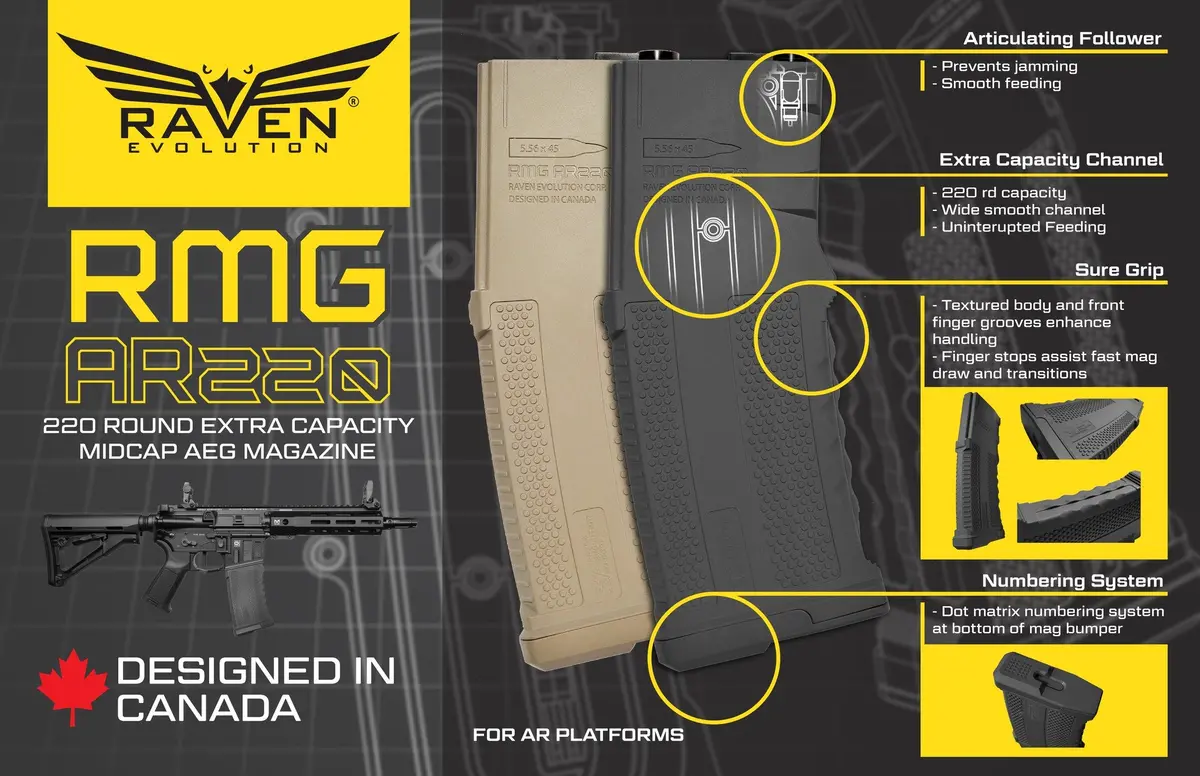 Raven Rmg Ar220 Midcap Aeg Magazine (Black / Tan) 1