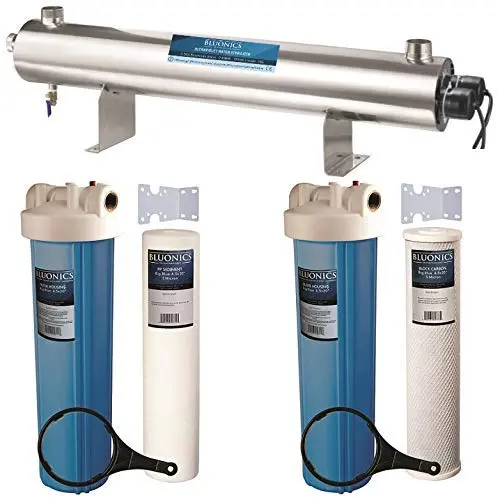 Bluonics 110W Uv Ultraviolet + Sediment & Carbon Well Water Big Blue Size 4.5" X 20" Filters For A Large Home/Commercial Treat Virus And Bacteria 1