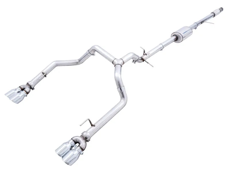 Awe Tuning 4Th Gen Gm 1500 5.3L 0Fg Catback Split Rear Exit (W/ Bumper Cutouts) - Quad Chrome Tips 1