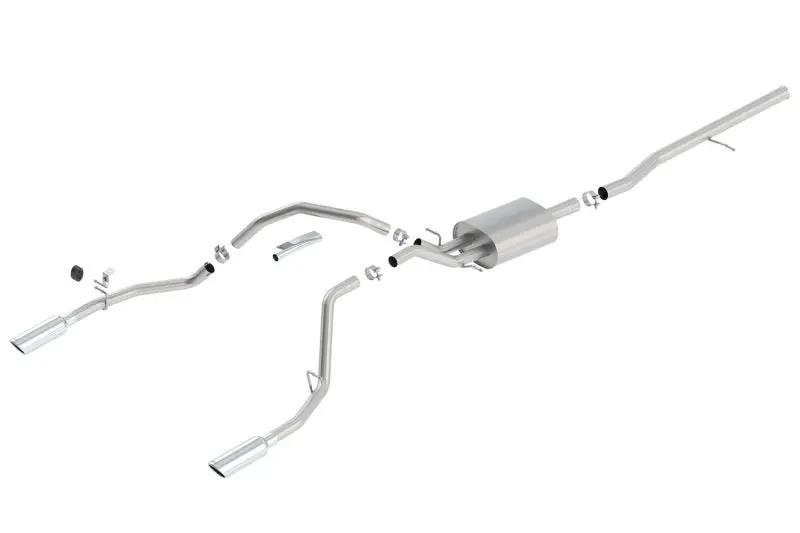 Borla 14 Silv/Sierra 1500 C/B S-Type Exh/2.75In Into Dual 2.25In Out 4In Tip Split Rear Exit 1