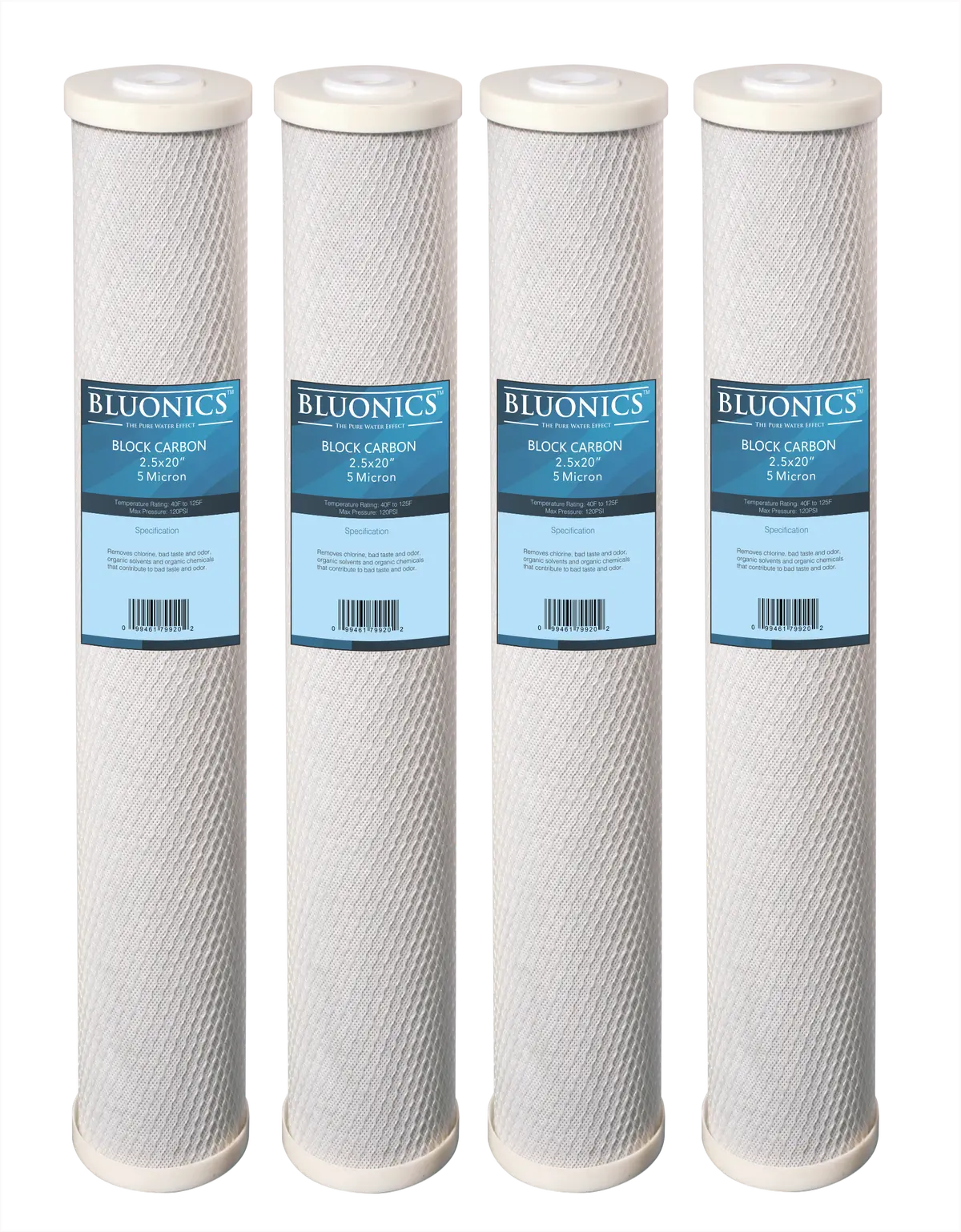 Bluonics 20" X 2.5" Cto Carbon Block Water Filter 4 ( 5 Micron ) Whole House Cartridges 1