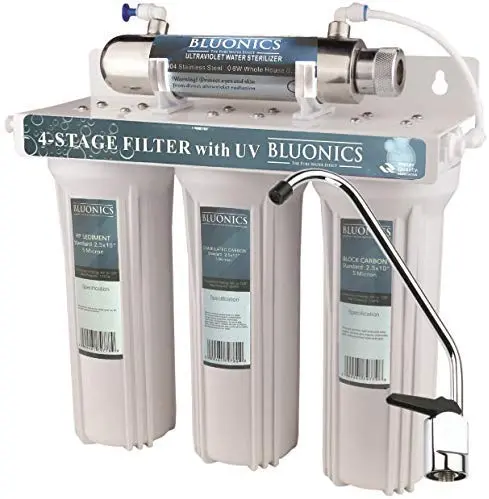 Bluonics 4 Stage Drinking Water Filter Uv Ultraviolet Light Purifier For Virus And Bacteria Under Sink Filtration System 1