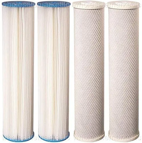 Big Blue Pleated Sediment And Carbon Block Replacement Water Filters 4Pcs (5 Micron) 4.5" X 20" Cartridges 1