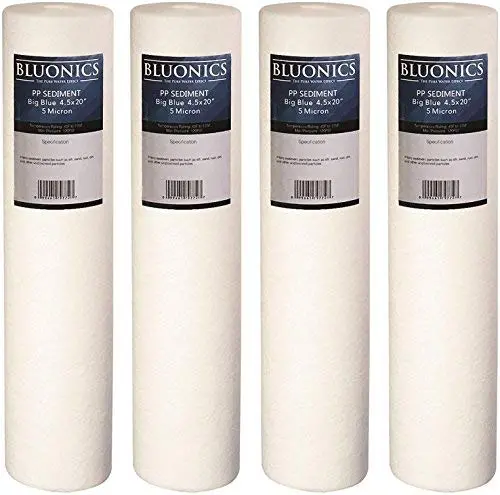 Big Blue Sediment Replacement Water Filters 4Pcs (5 Micron) 4.5" X 20" Cartridges 1