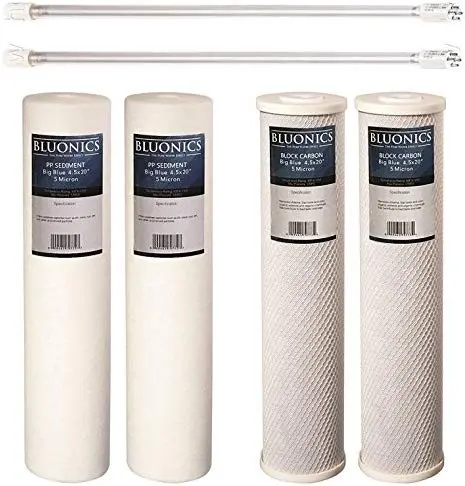Uv Ultraviolet Light + Sediment & Cto Carbon Filter Set For Our Well Water System > 4Pcs 4.5" X 20" Whole House Cartridges 1
