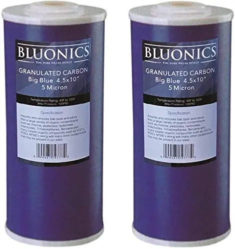 2 Big Blue (Gac) Granular Activated Carbon Water Filters 4.5" X 10" Cartridges 1