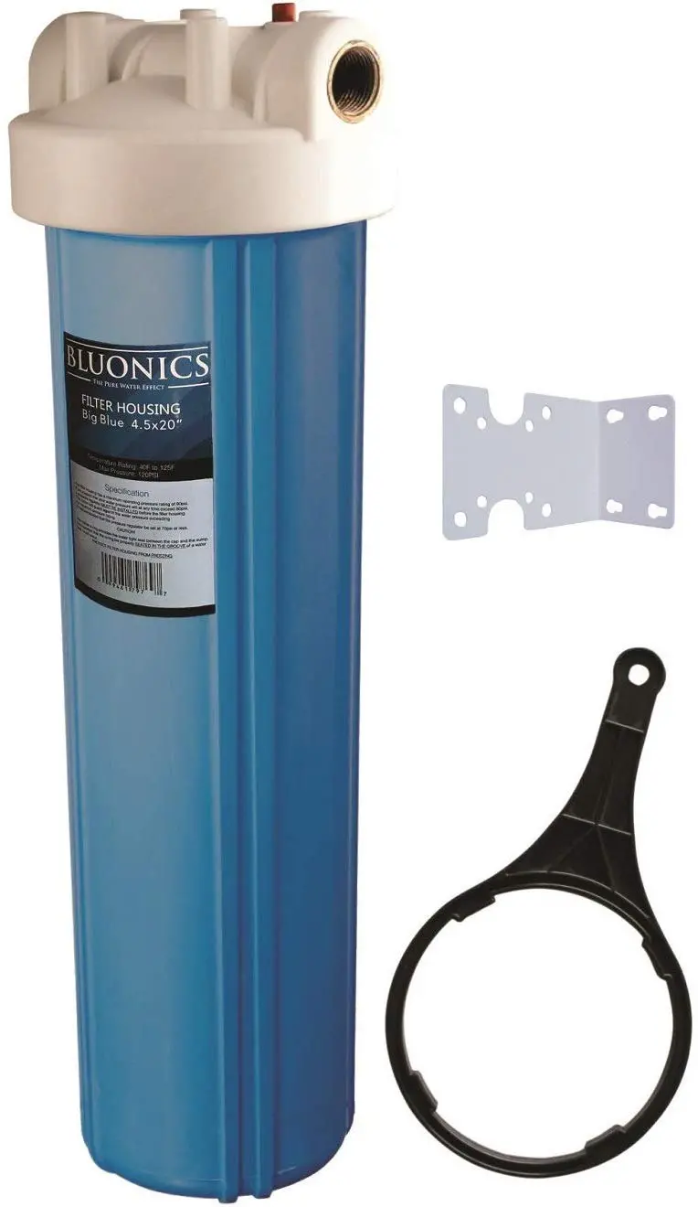 20" Big Blue Whole House Water Filter Housing System For Standard Size 4.5" X 20" Cartridge - Complete With Wrench, Bracket And Screws 1