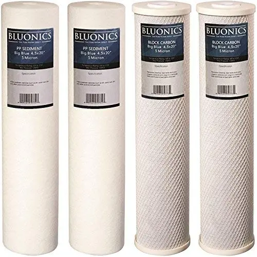 Big Blue Sediment And Carbon Block Replacement Water Filters 4Pcs (5 Micron) 4.5" X 20" Cartridges 1