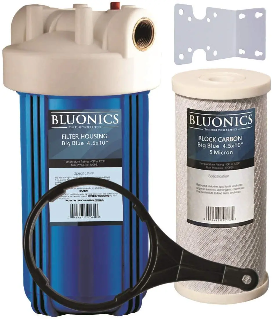Bluonics 10" Big Blue Whole House Filter 4.5 X 10 Carbon Charcoal Block Filter Cartridge For Chlorine, Pesticides, Insecticides, Bad Taste And Odor 1