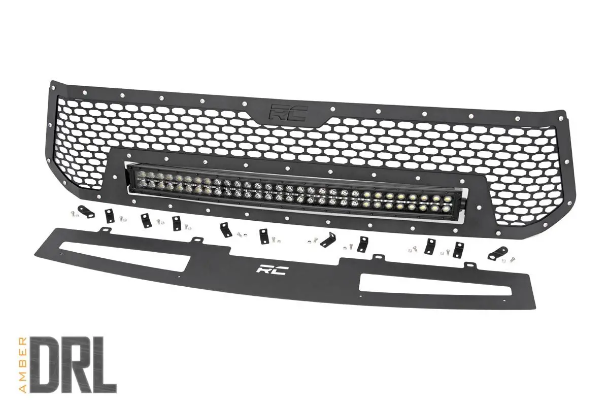 Mesh Grille | 30" Dual Row Led | Black | Amber Drl | Toyota Tundra | 2014-2017 | Rough Country | 70224 1
