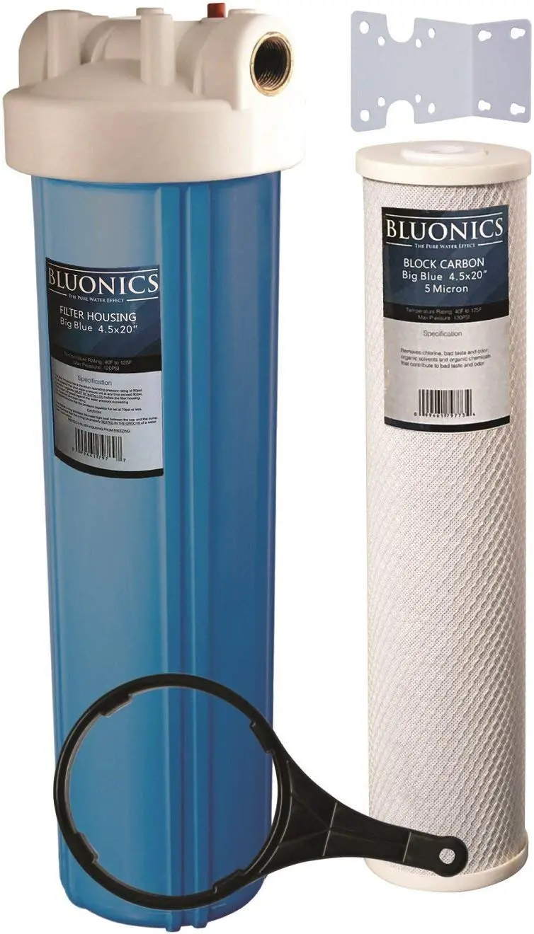 Bluonics 20 Inch Big Blue Whole House Water Filter Purifier W/ Cto Carbon Block Cartridge 1