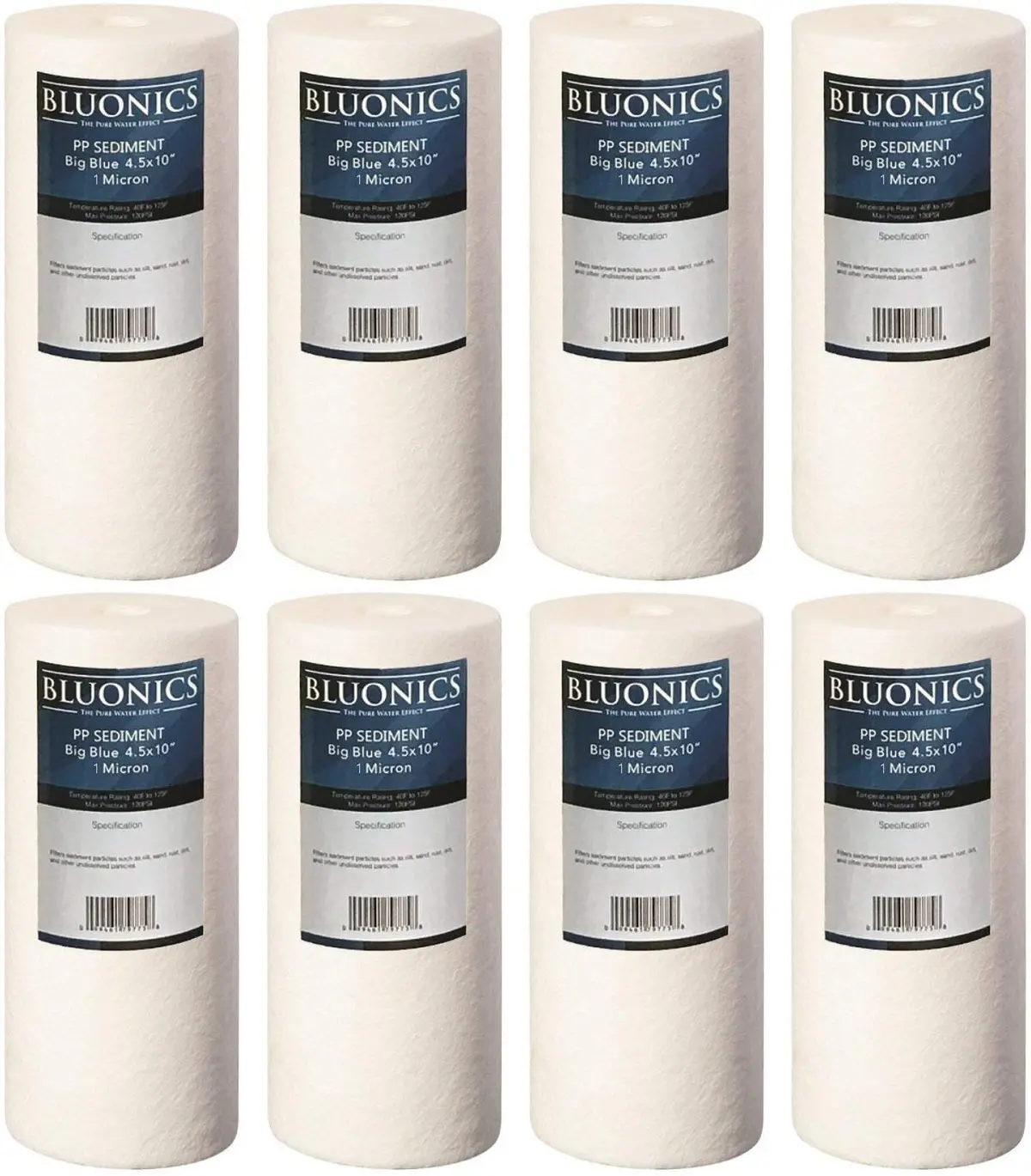 8 Big Blue Sediment Water Filters 4.5" X 10" ( 1 Micron) Whole House Cartridges 1
