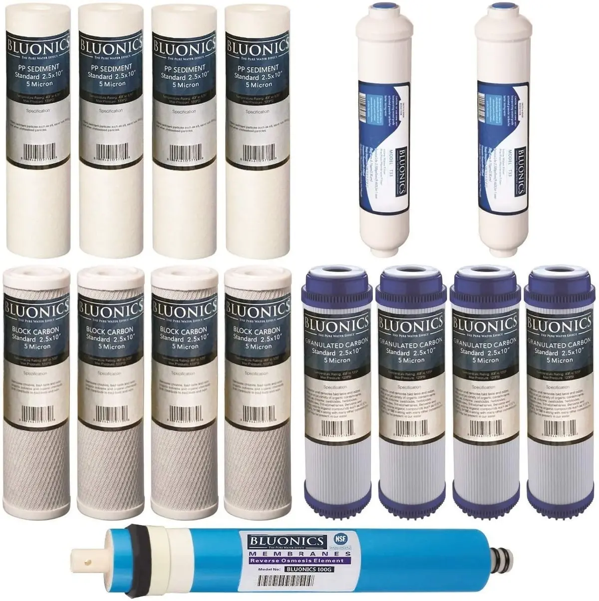 Reverse Osmosis Replacement Filter Set Ro Cartridges 15 Pcs W/ 100 Gpd Membrane 1