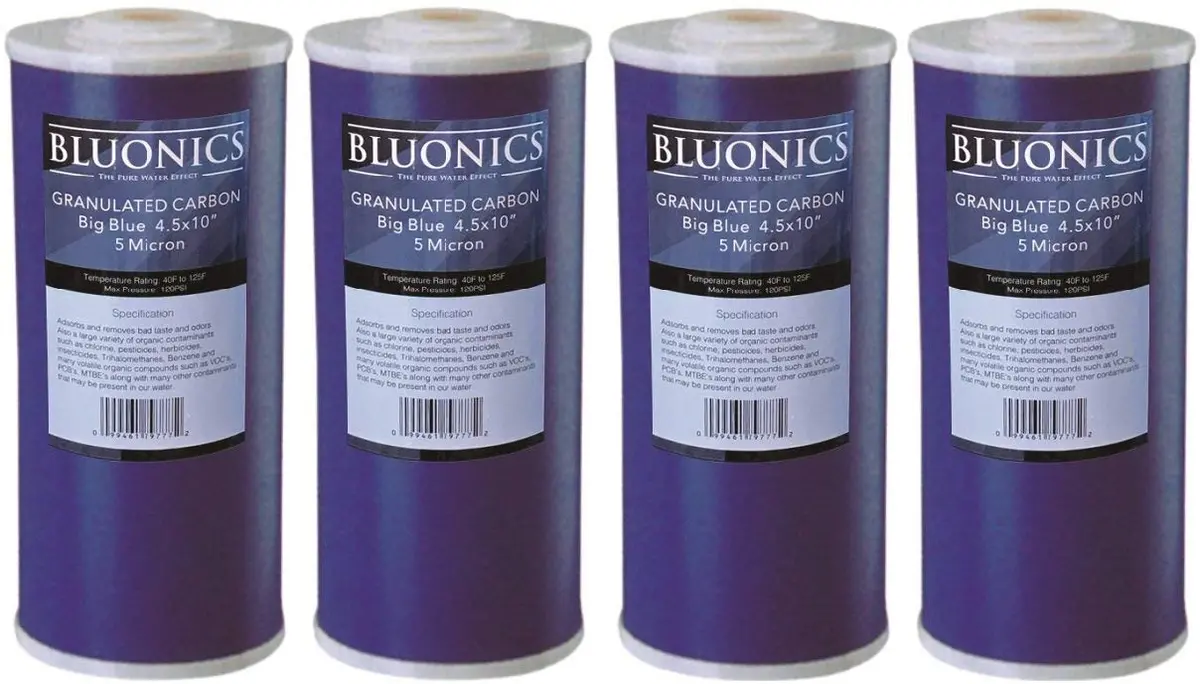 Big Blue Carbon Replacement Water Filters 4Pcs Gac Granulated 4.5" X 10" Cartridges For Chlorine, Taste And Odor 1