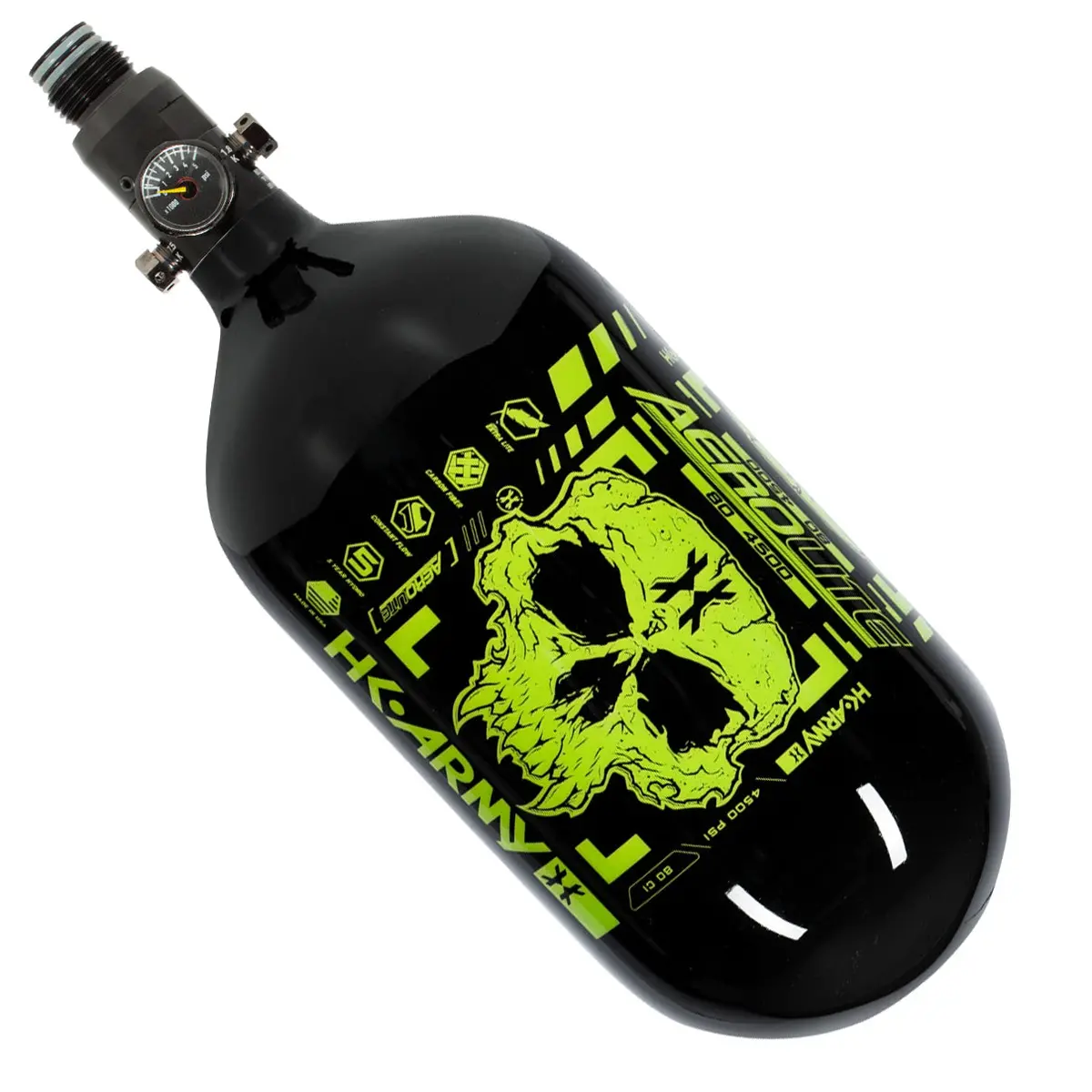Hk Army Doom Black/Neon "Extra Lite" Carbon Fiber Tank W/ Standard Reg - 80Ci / 4500Psi 1