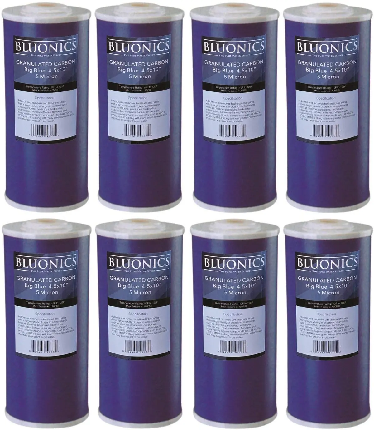 Big Blue Carbon Replacement Water Filters 8Pcs Gac Granulated 4.5" X 10" Cartridges For Chlorine, Taste And Odor 1