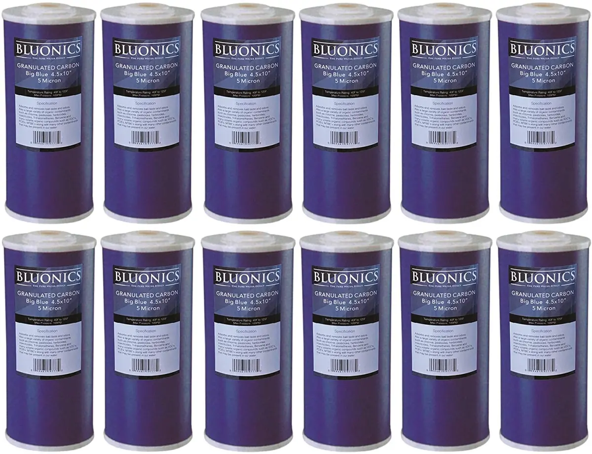Big Blue Carbon Replacement Water Filters 12Pcs Gac Granulated 4.5" X 10" Cartridges For Chlorine, Taste And Odor 1