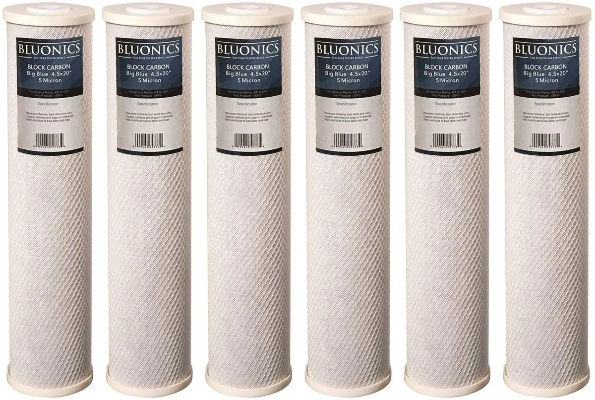 6-Pack Big Blue Cto Carbon Block Water Filters 4.5" X 20" Whole House For Chlorine, Pesticides, Herbicides, Insecticides, Bad Taste And Odor 1