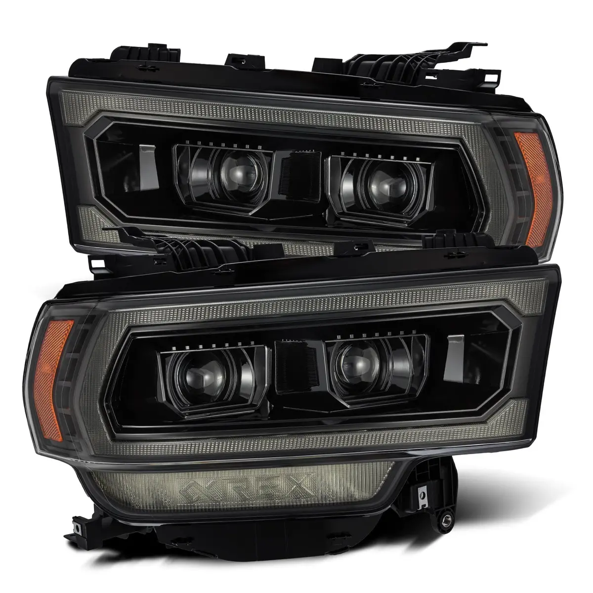 2019- 2021 Dodge Ram Projector Headlights Plank Style Design Alpha Black W/ Activation Light. Alpha Rex 880546 1