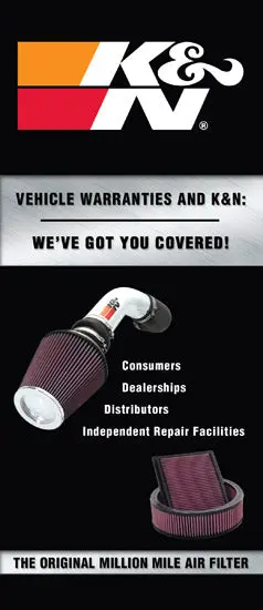 K&N Tri-Fold Mini; Warranty Brochure; 8.5" X 3-5/8" (89-11835-1) 1