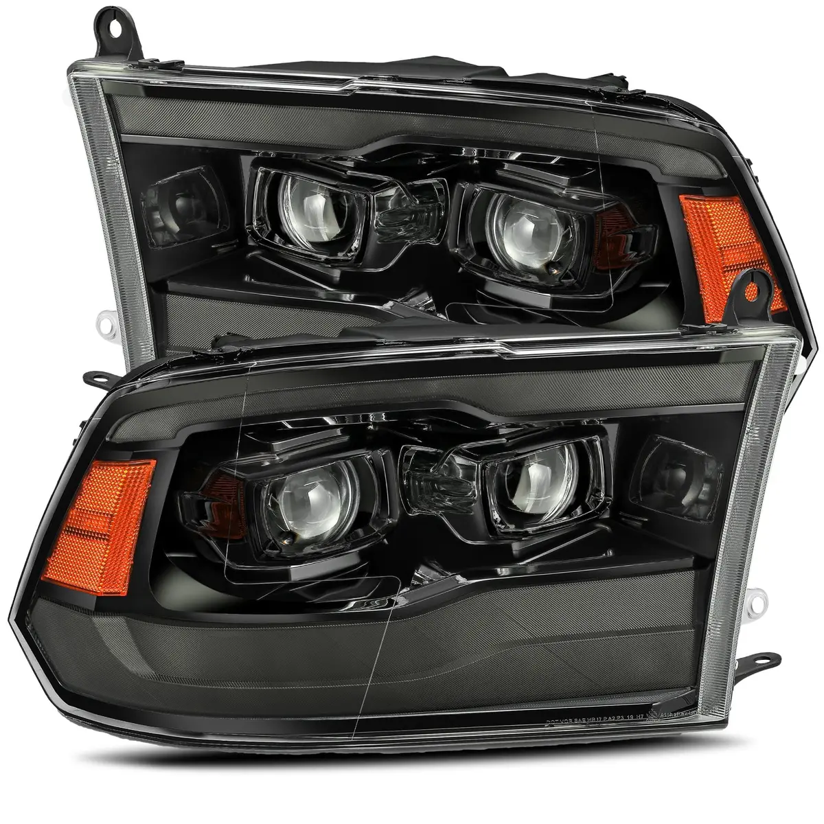 2010- 2018 Dodge Ram Projector Headlights Plank Style Design Alpha Black W/ Sequential Signal & Drl. Alpha Rex 880542 1