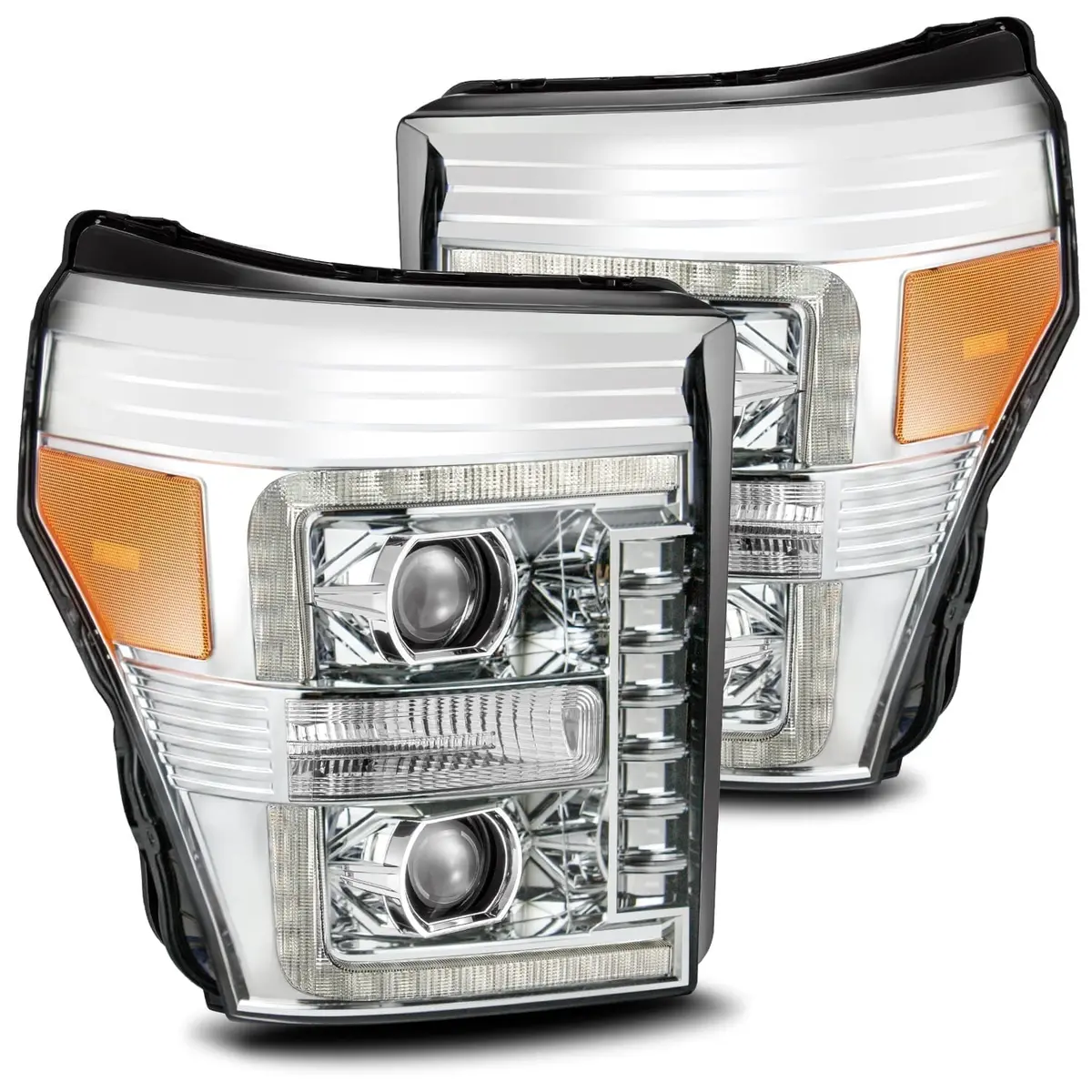 2011- 2016 Ford F-250 Projector Headlights Plank Style Design Chrome W/ Sequential Signal Light. Alpha Rex 880141 1