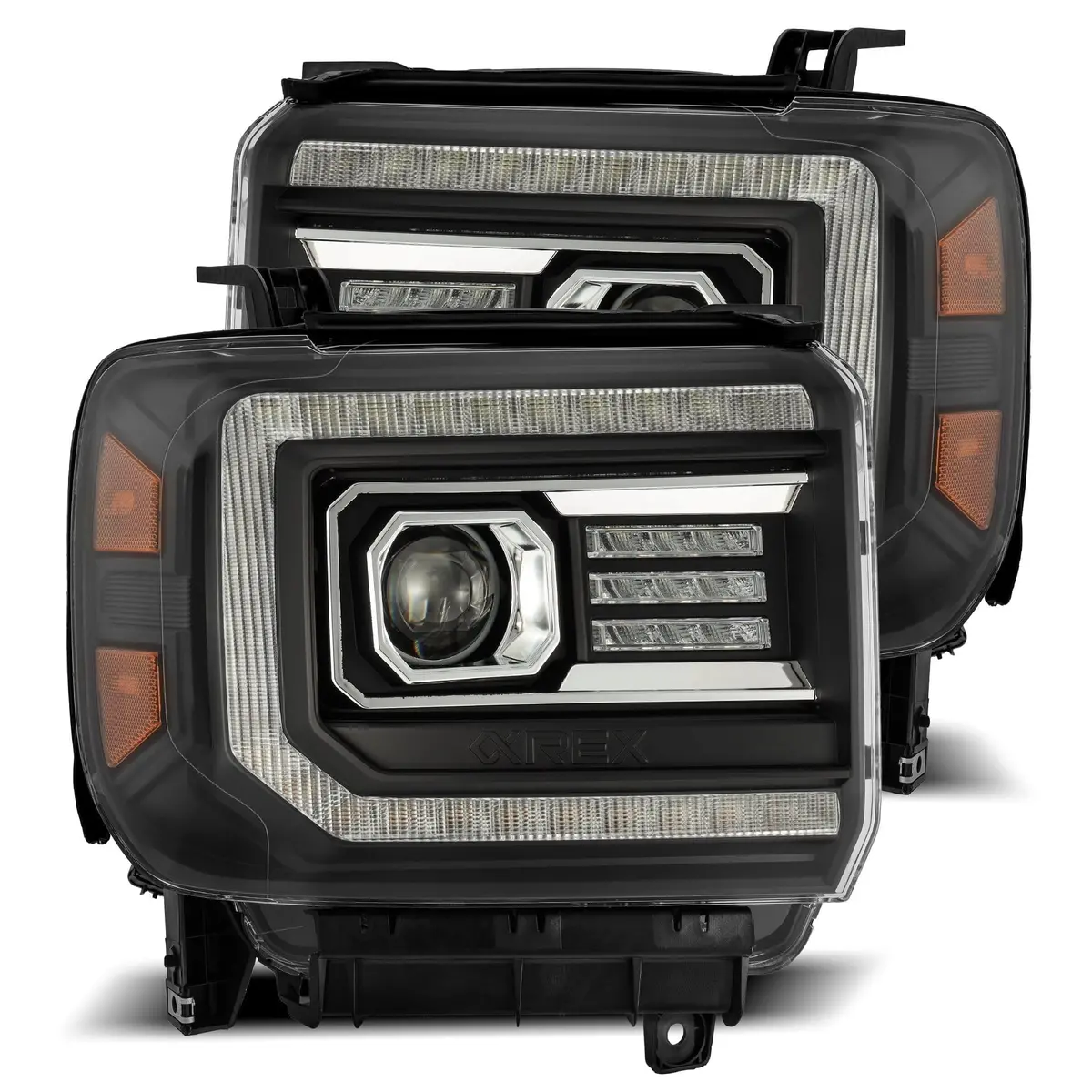 2014- 2018 Gmc Sierra Projector Headlights Plank Style Design Black W/ Activation Light / Sequential Signal And Drl. Alpha Rex 880613 1