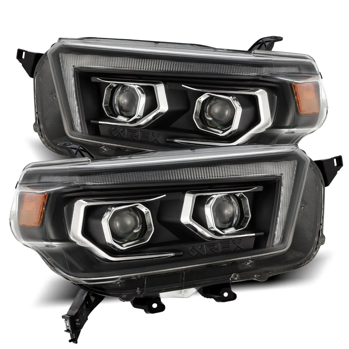 2010- 2013 Toyota 4Runner Projector Headlights Plank Style Design Black W/ Sequential Signal, W/Drl. Alpha Rex 880755 1