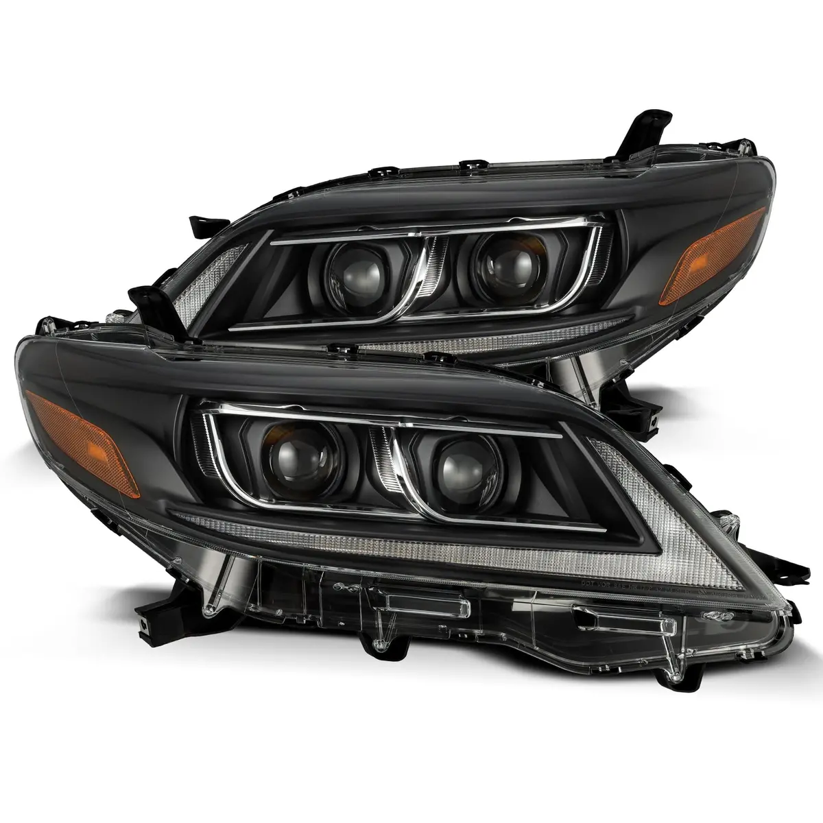 2011- 2021 Toyota Sienna Projector Headlights Plank Style Design Black W/ Sequential Signal & Drl. Alpha Rex 880764 1