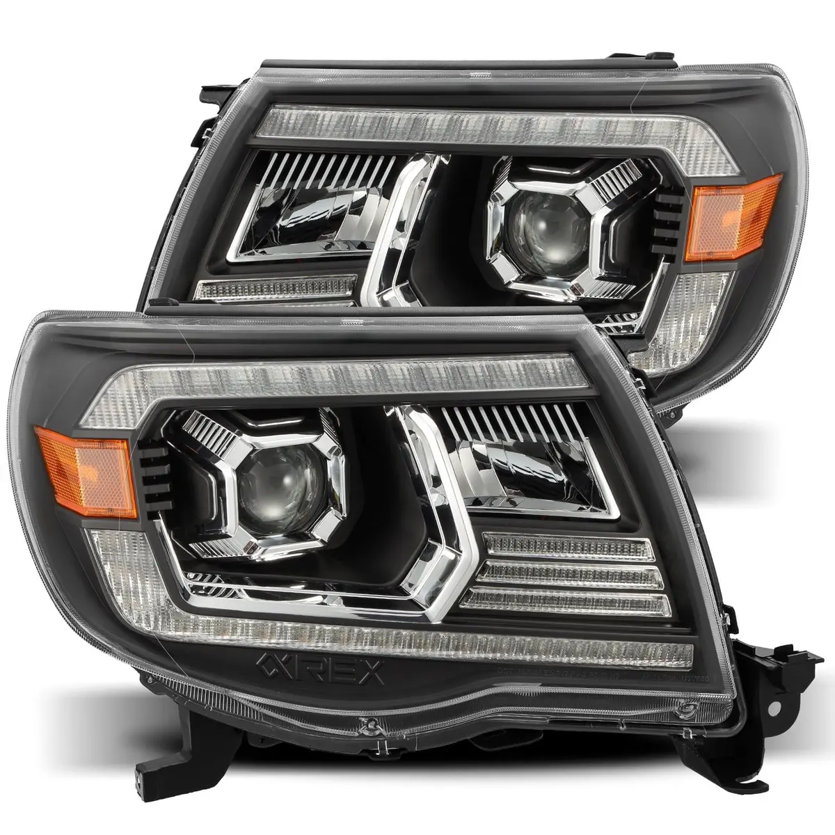 2005- 2011 Toyota Tacoma Projector Headlights Plank Style Design Black W/ Drl. Alpha Rex 880738 1