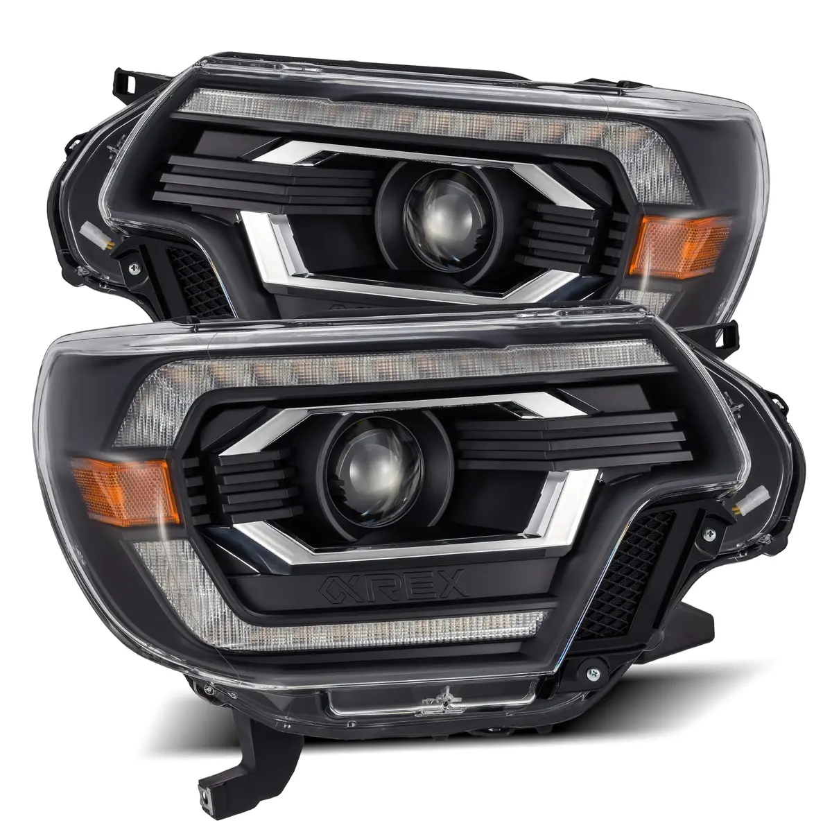 2012- 2015 Toyota Tacoma Projector Headlights Plank Style Design Black W/ Drl. Alpha Rex 880749 1