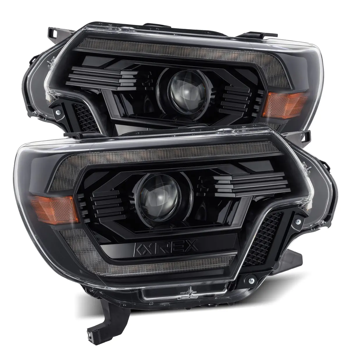 2012- 2015 Toyota Tacoma Projector Headlights Plank Style Design Alpha Black W/ Drl. Alpha Rex 880748 1