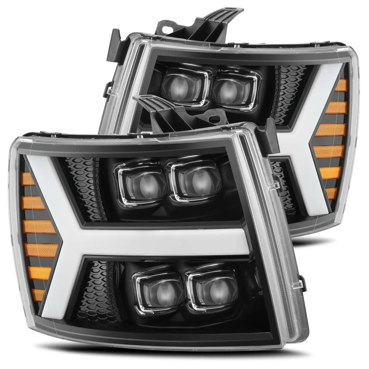 2007-2013 Chevrolet Silverado Nova-Series Led Projector Headlights Jet Black Alpha-Rex 880208 1