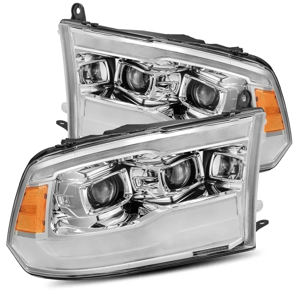 2009- 2018 Dodge Ram Projector Headlights Plank Style Design Chrome W/ Sequential Signal, Top/Bottom Drl. Alpha Rex 880598 1