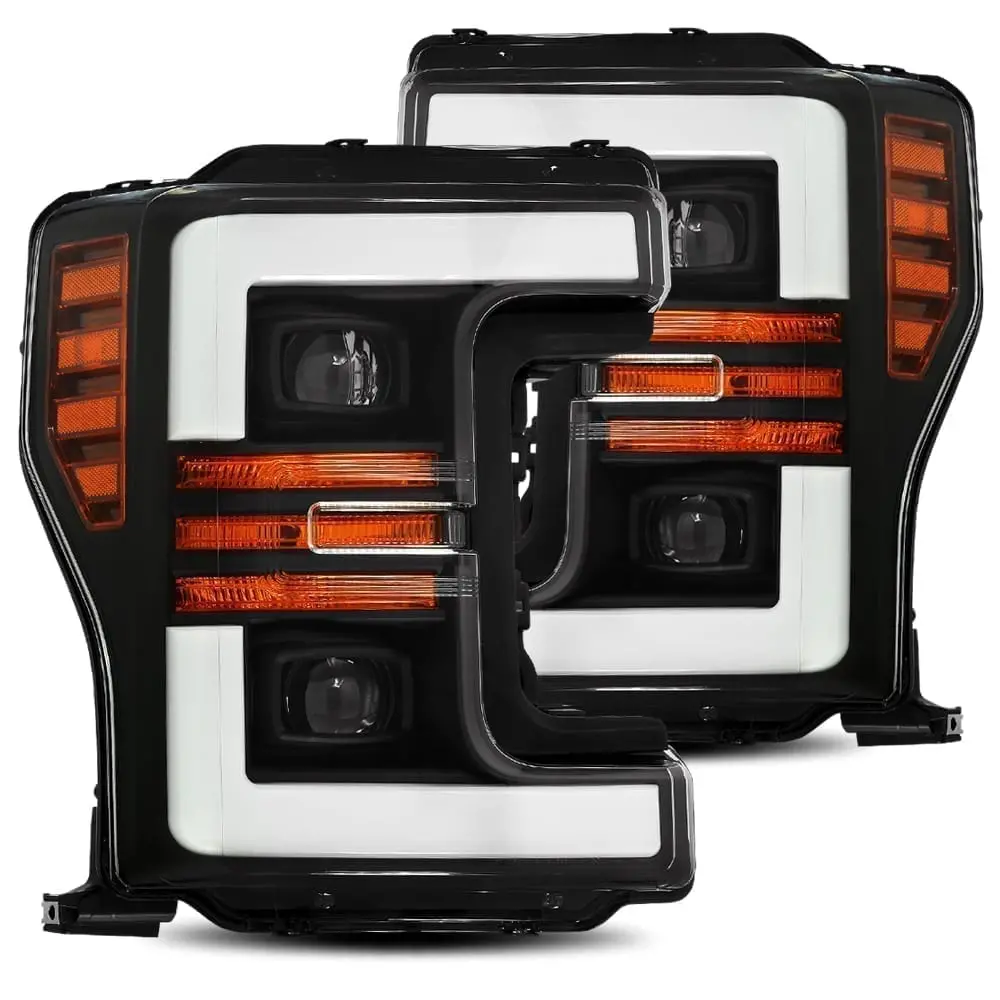 2017- 2019 Ford F-250 Projector Headlights Plank Style Design Matte Black W/ Activation Sequential Signal. Alpha Rex 880106 1