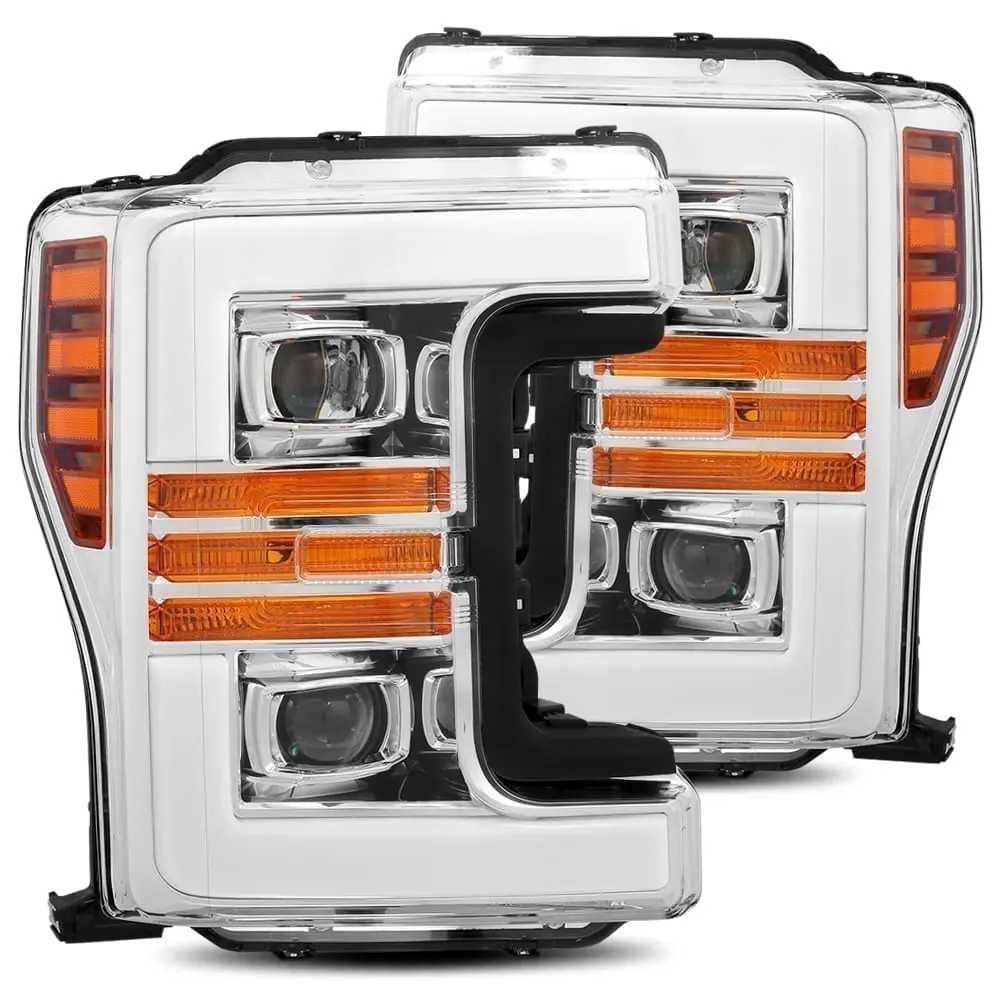 2017- 2019 Ford F-550 Projector Headlights Plank Style Design Chrome W/ Activation Sequential Signal. Alpha Rex 880107 1