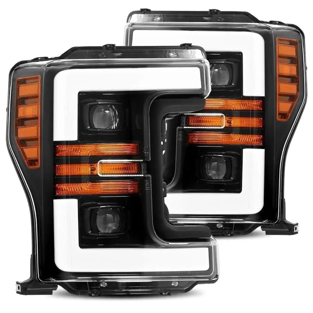 2017- 2019 Ford F-550 Projector Headlights Plank Style Design Black W/ Activation Sequential Signal. Alpha Rex 880108 1