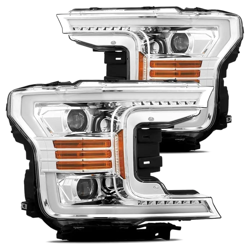 2018- 2019 Ford F150 Projector Headlights Plank Style Design Chrome W/ Activation Sequential Signal. Alpha Rex 880187 1