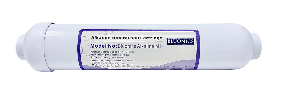 Bluonics Ph+ Alkaline Water Filter Cartridge, 10" Inline Quick Connect With Mineral Ball For Any Reverse Osmosis Ro Systems 1