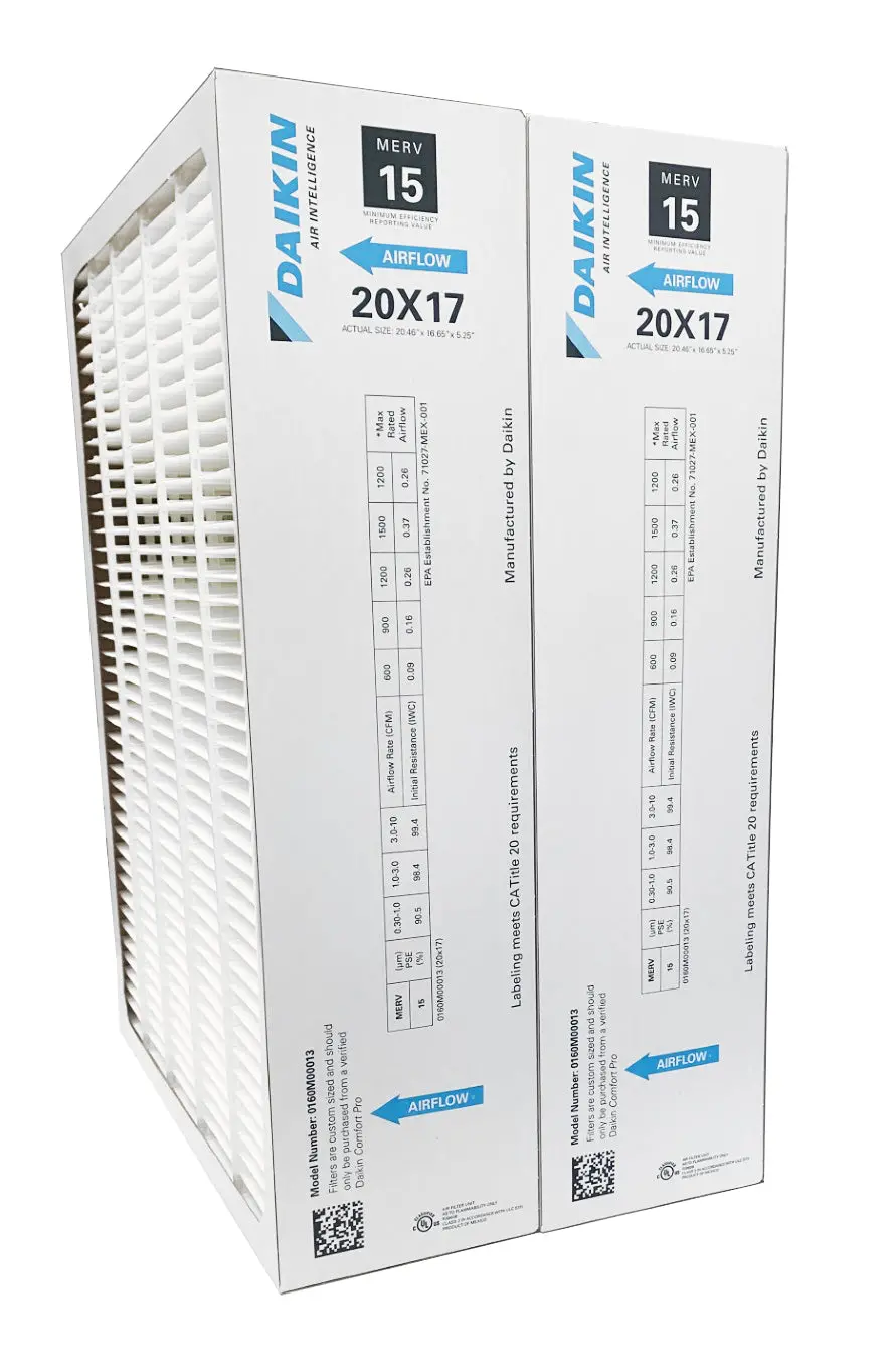Daikin 0160M00013 - 17" X 20" X 5" Pleated Merv 15 Replacement Filter For Dv15-2117-Ab 2