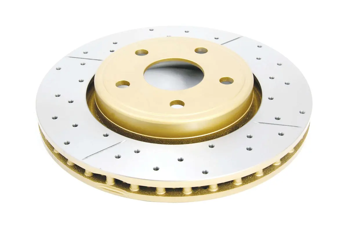 2005-2008 Jeep Grand Cherokee & More | Dba Street Series Gold Cross-Drilled/Slotted Brake Rotor [Front] | Dba2530x 1